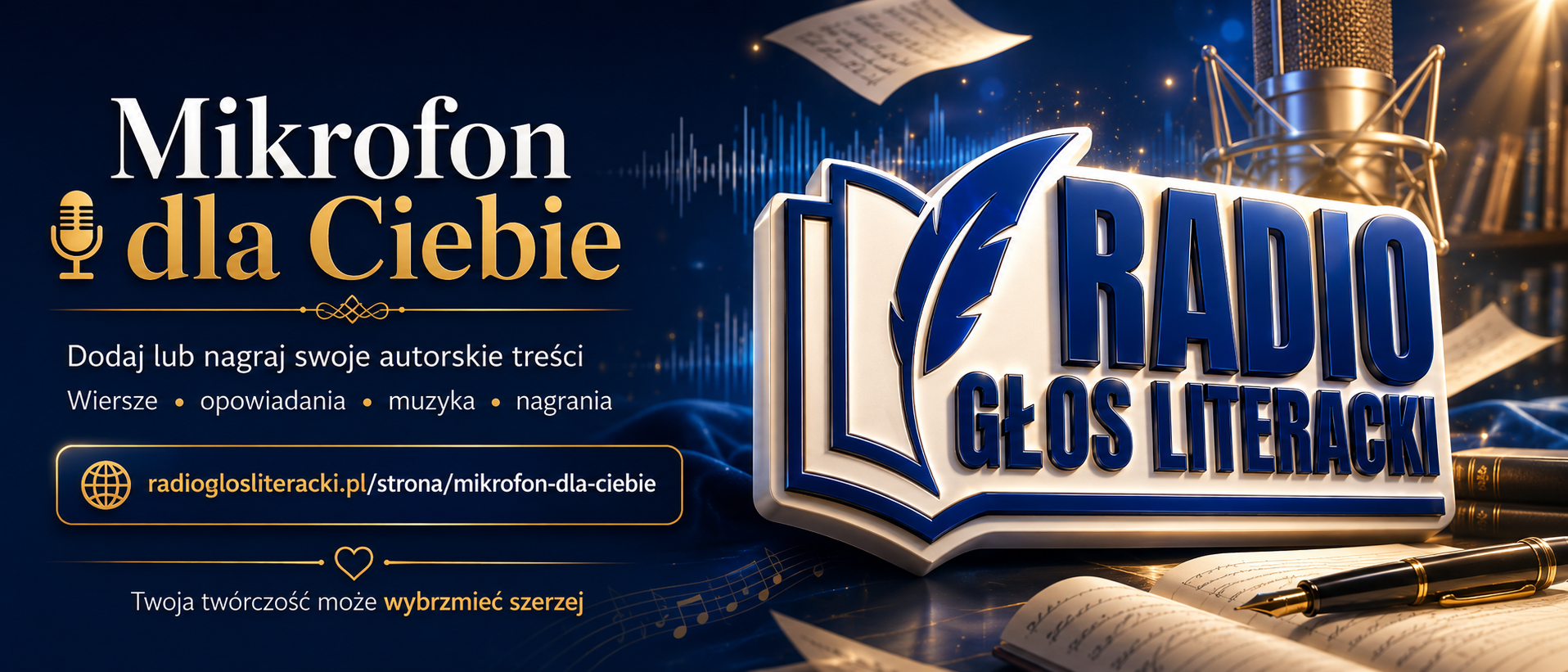 Mikrofon dla Ciebie — Radio Głos Literacki. Dodaj lub nagraj swoje autorskie treści: wiersze, opowiadania, muzyka, nagrania.
